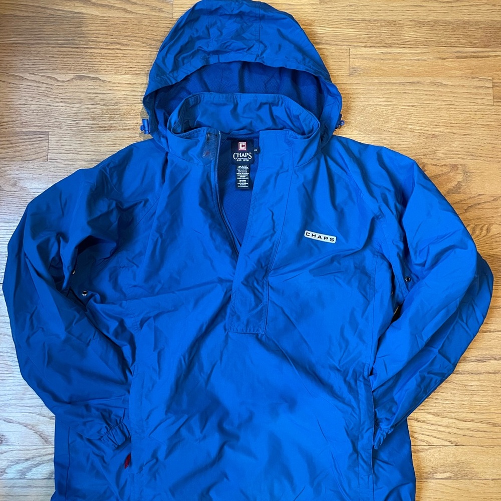 2000s CHAPS Blue Windbreaker Jacket | Vintage Nylon Shell | Men’s L